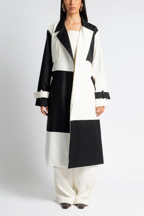 Patchwork Trench MagneticClosureSystem Windproof Material