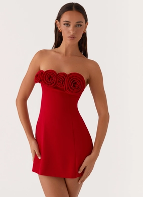 Soft Layers Beach Day Patsie Strapless Mini Dress - Red