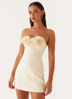 Patsie Strapless Mini Dress - Yellow Lightwear Look