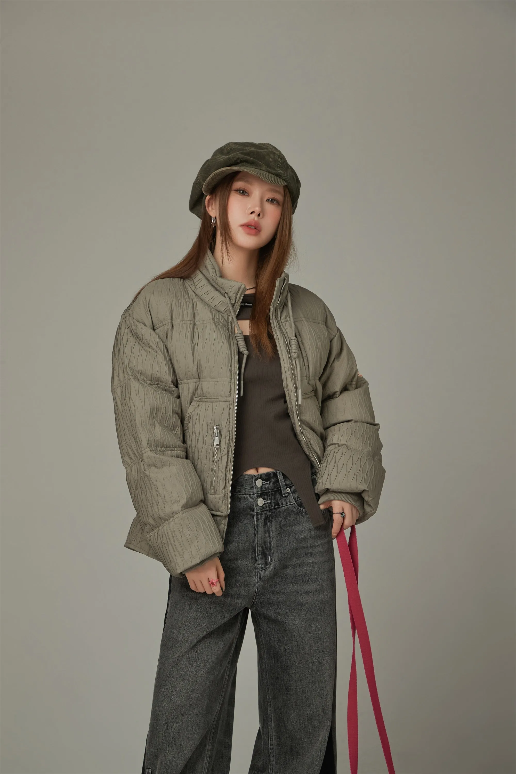 Pattern Oversized Layered Padded Jacket