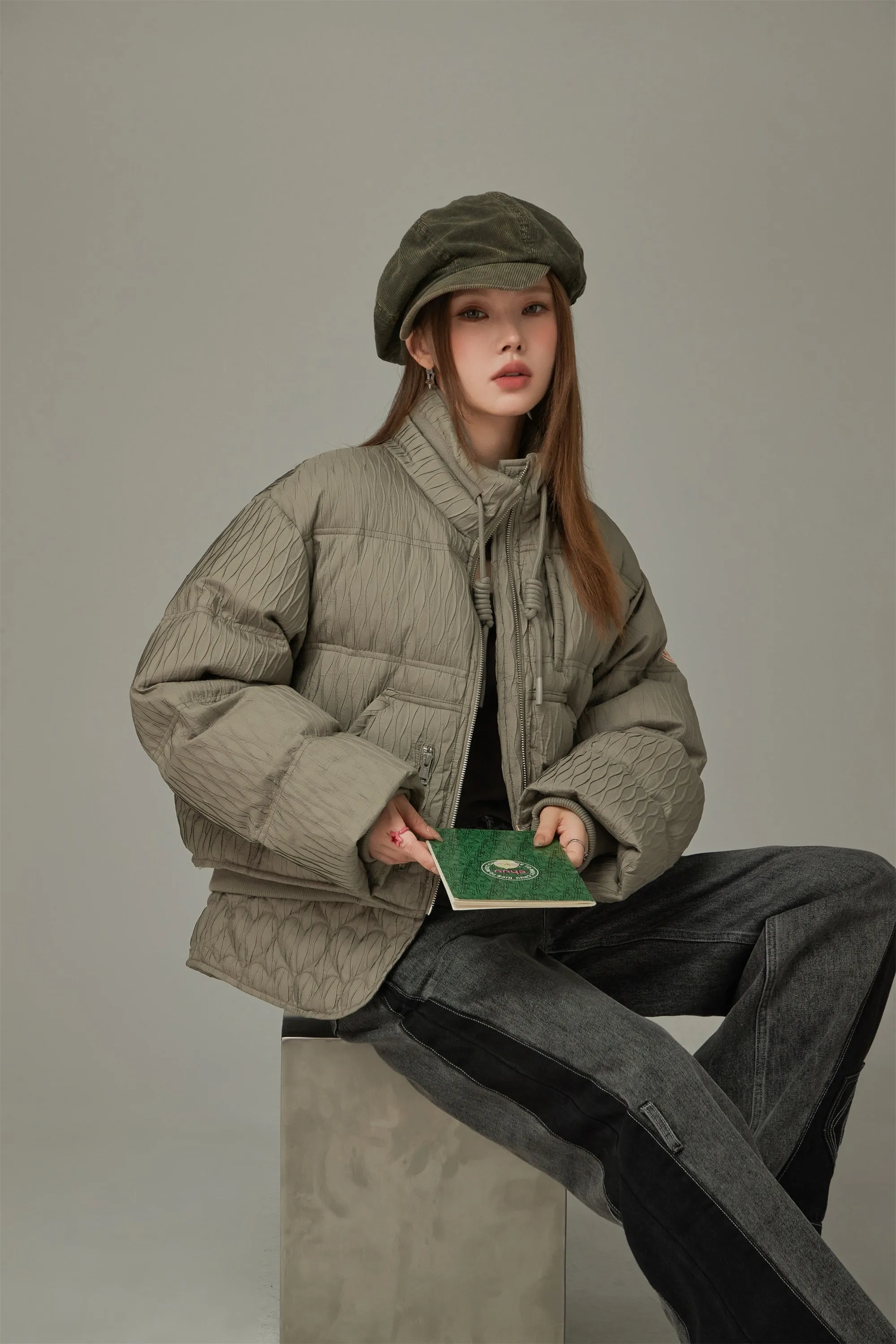 Pattern Oversized Layered Padded Jacket
