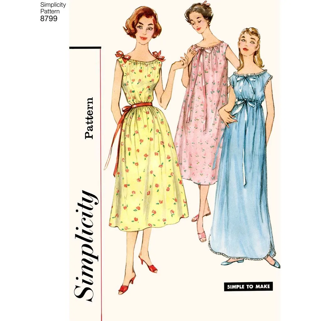 Pattern S8799 Misses' Vintage Nightgowns