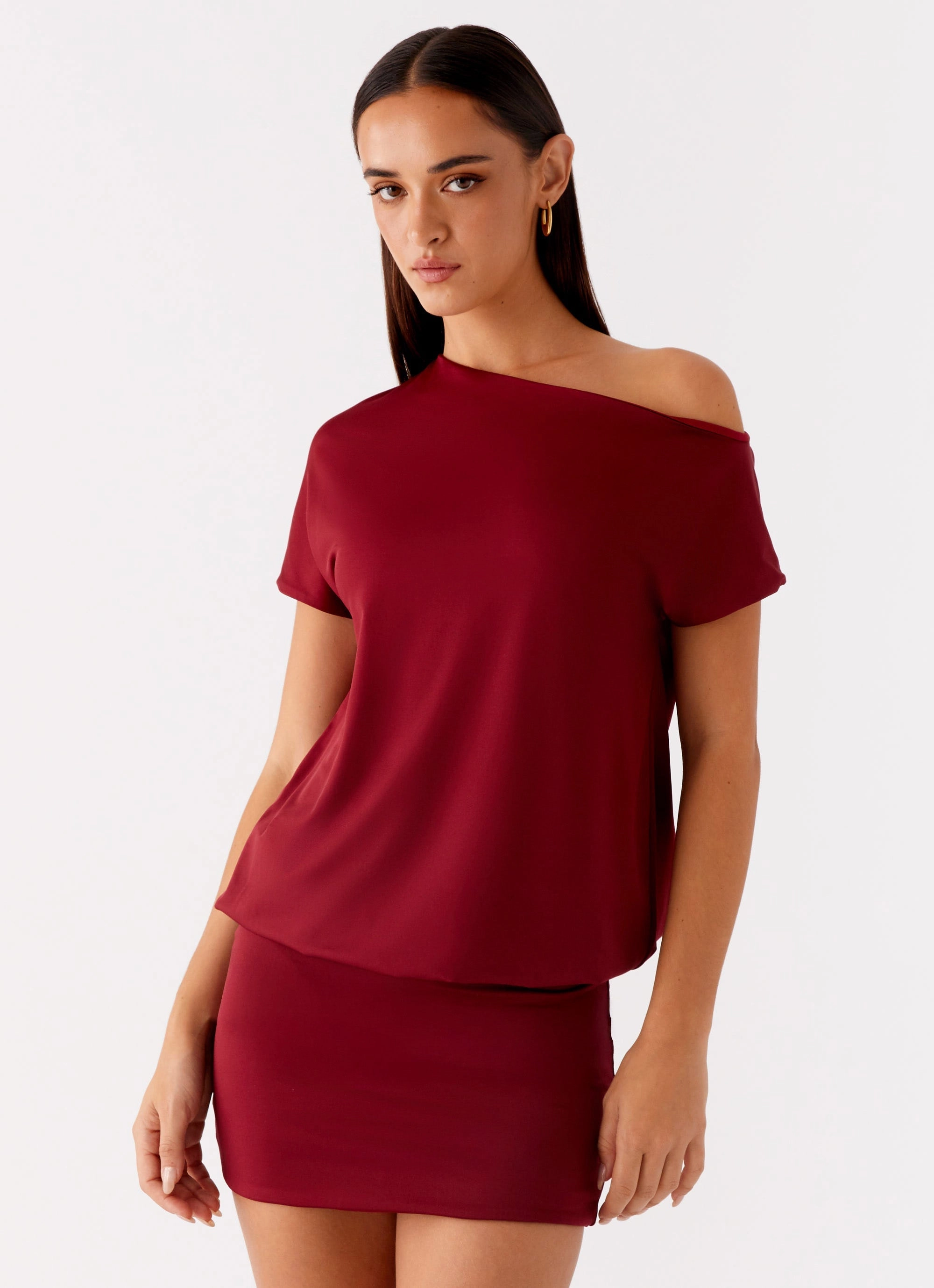 Paulie Mini Dress - Maroon Local Artisan Roll Up Fasten