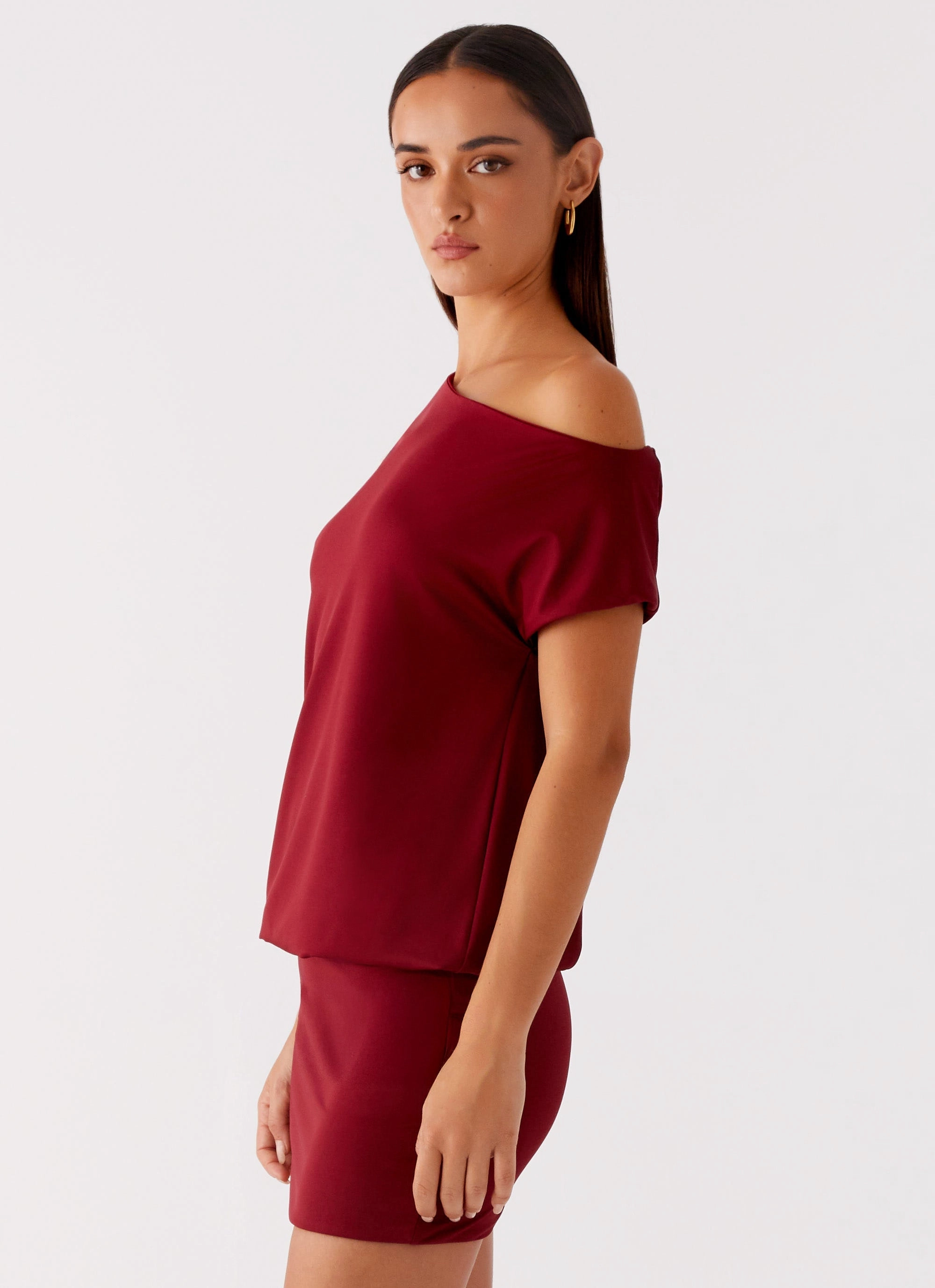 City Mood Neutrals Only Paulie Mini Dress - Maroon