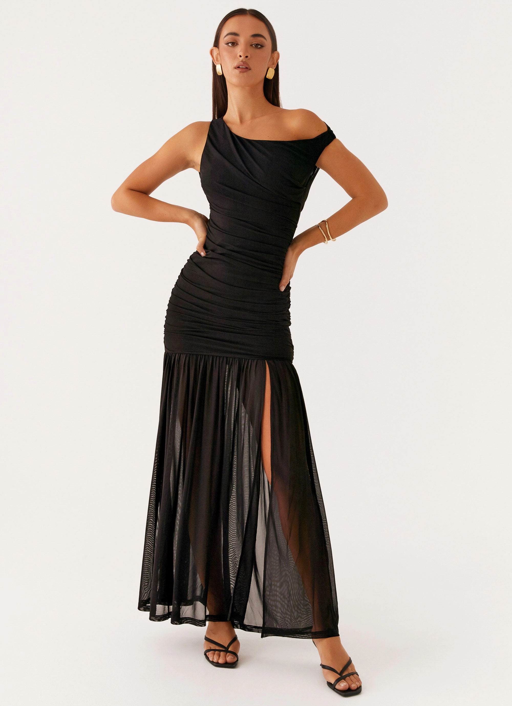 Soft Mesh Pavilion Maxi Dress - Black