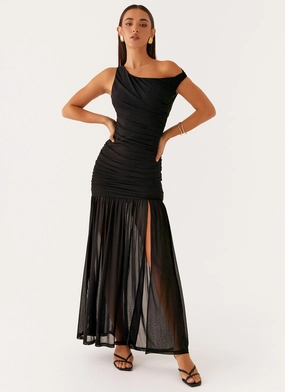 Soft Mesh Pavilion Maxi Dress - Black