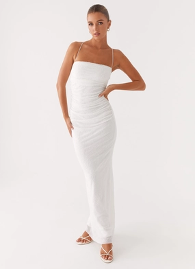 NoiseFreeFabric Sophisticated Vibe Paxton Beaded Maxi Dress - White