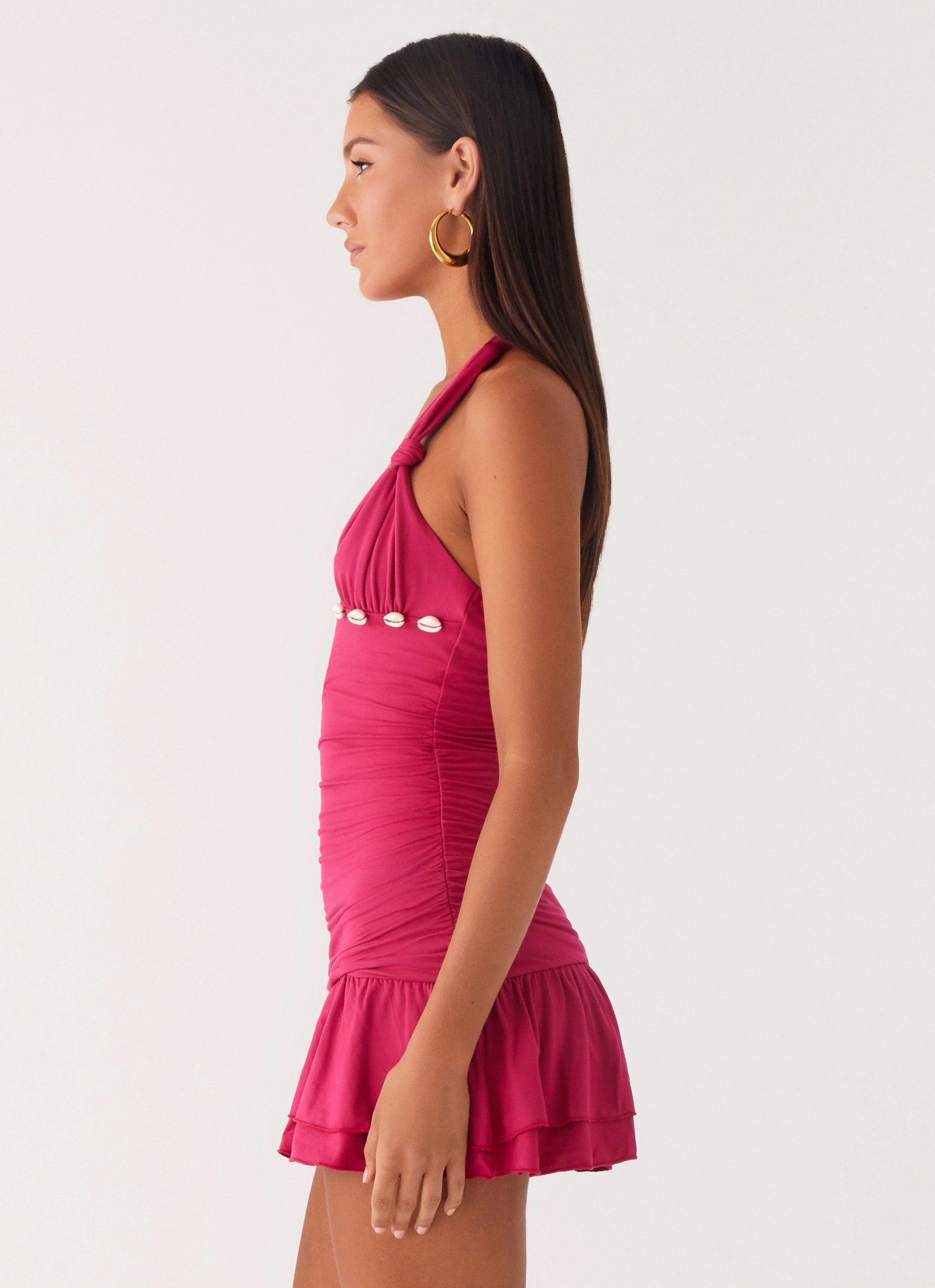 Payback Shell Trim Mini Dress - Fuchsia Timeless Look Wear Comfy Layers