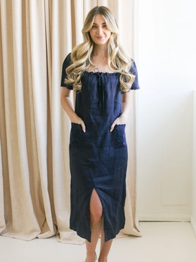 Travel-Pack Payton Linen Midi Dress