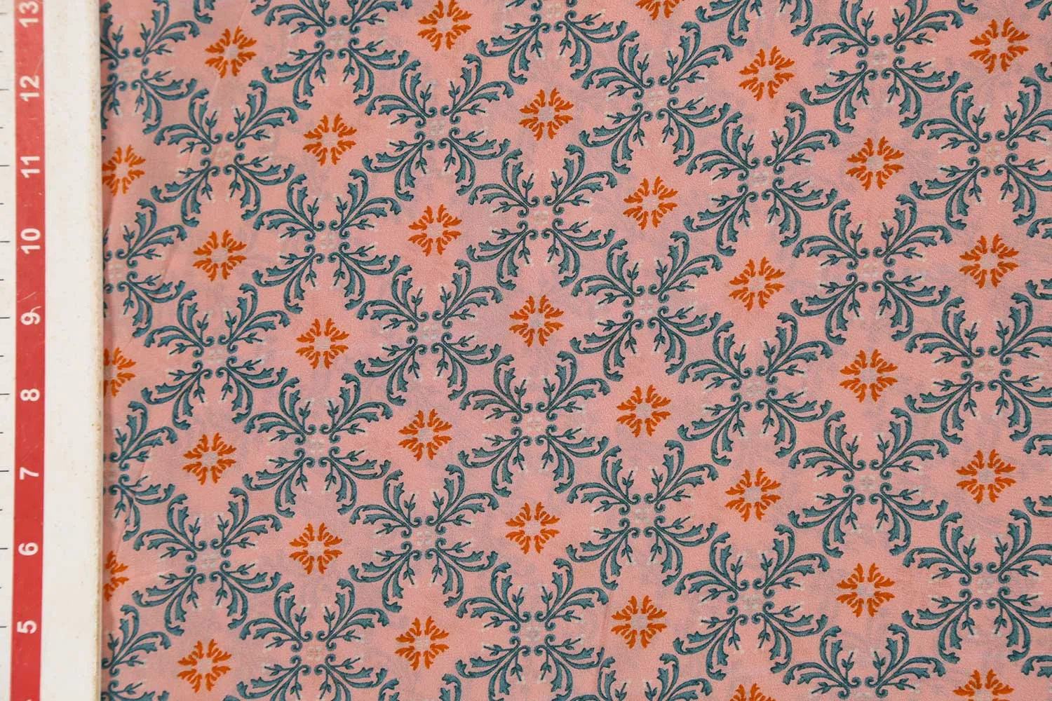 Peach Pink 60 Gram Printed Silk Crepe Fabric