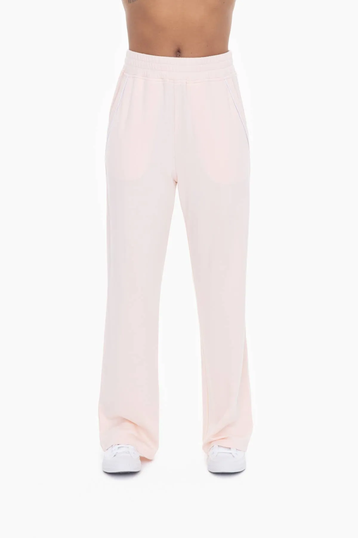 Pearl Blush Wide Leg Fleece Lounge Pants