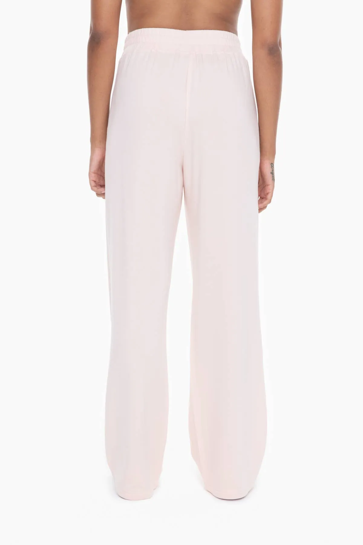 Pearl Blush Wide Leg Fleece Lounge Pants