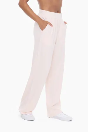 Pearl Blush Wide Leg Fleece Lounge Pants