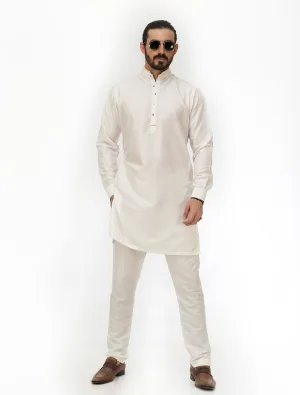 PEARL WHITE COTTON SILK KURTA PAJAMA