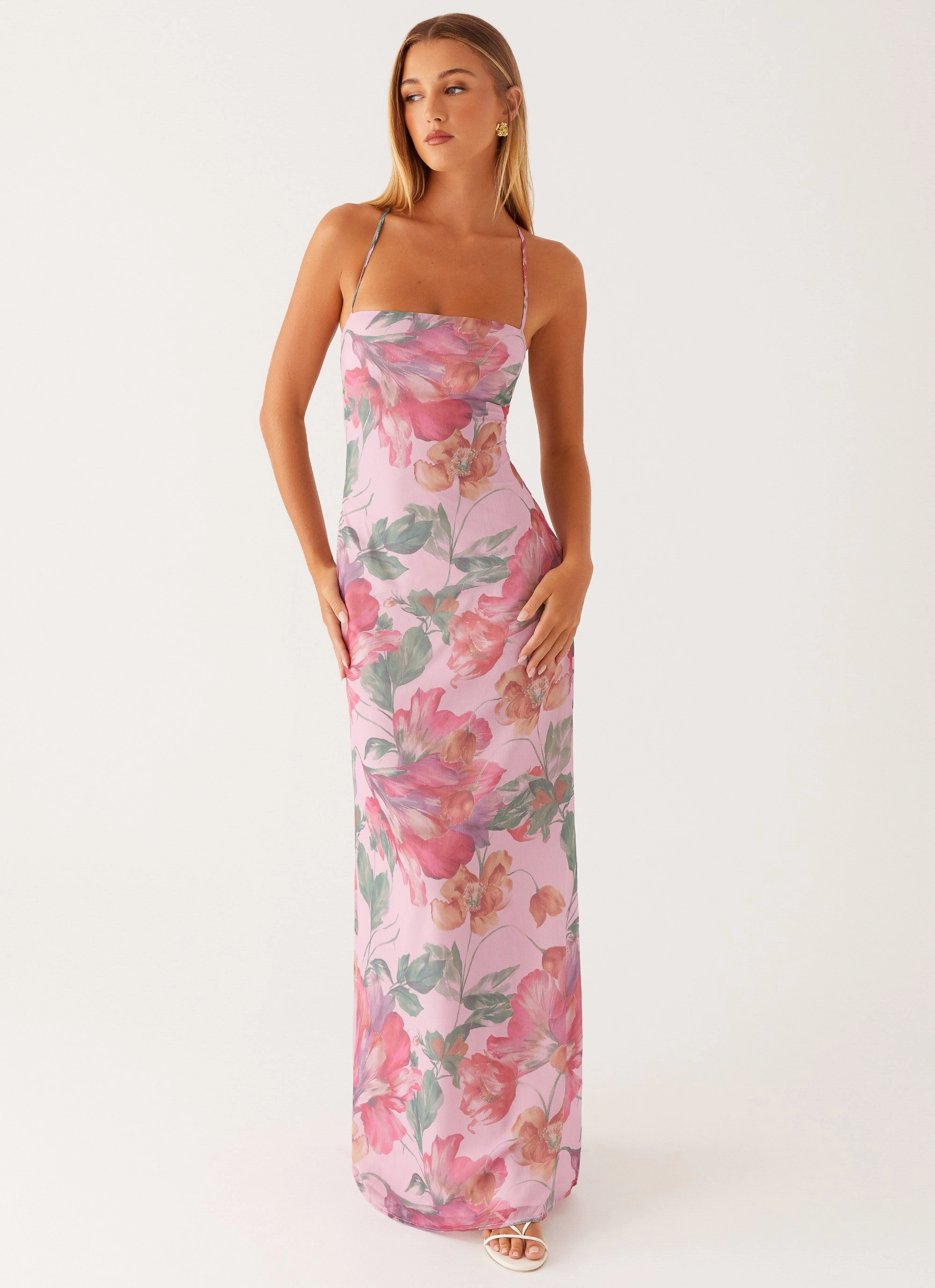Peggy Maxi Dress - Pink Floral Classic and Modern Daywear Comfort