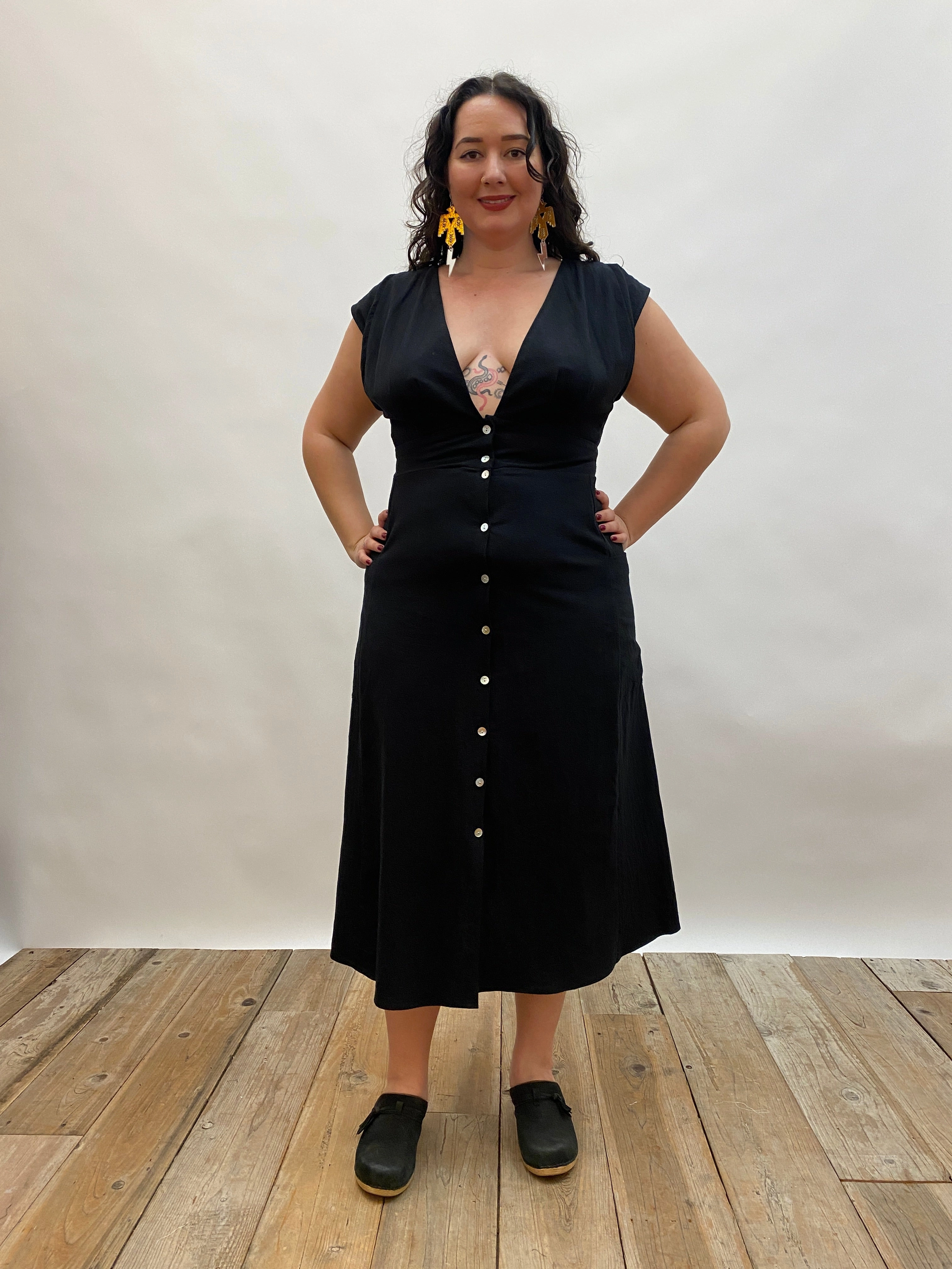 Penelope Dress in Black Romantic Bloom