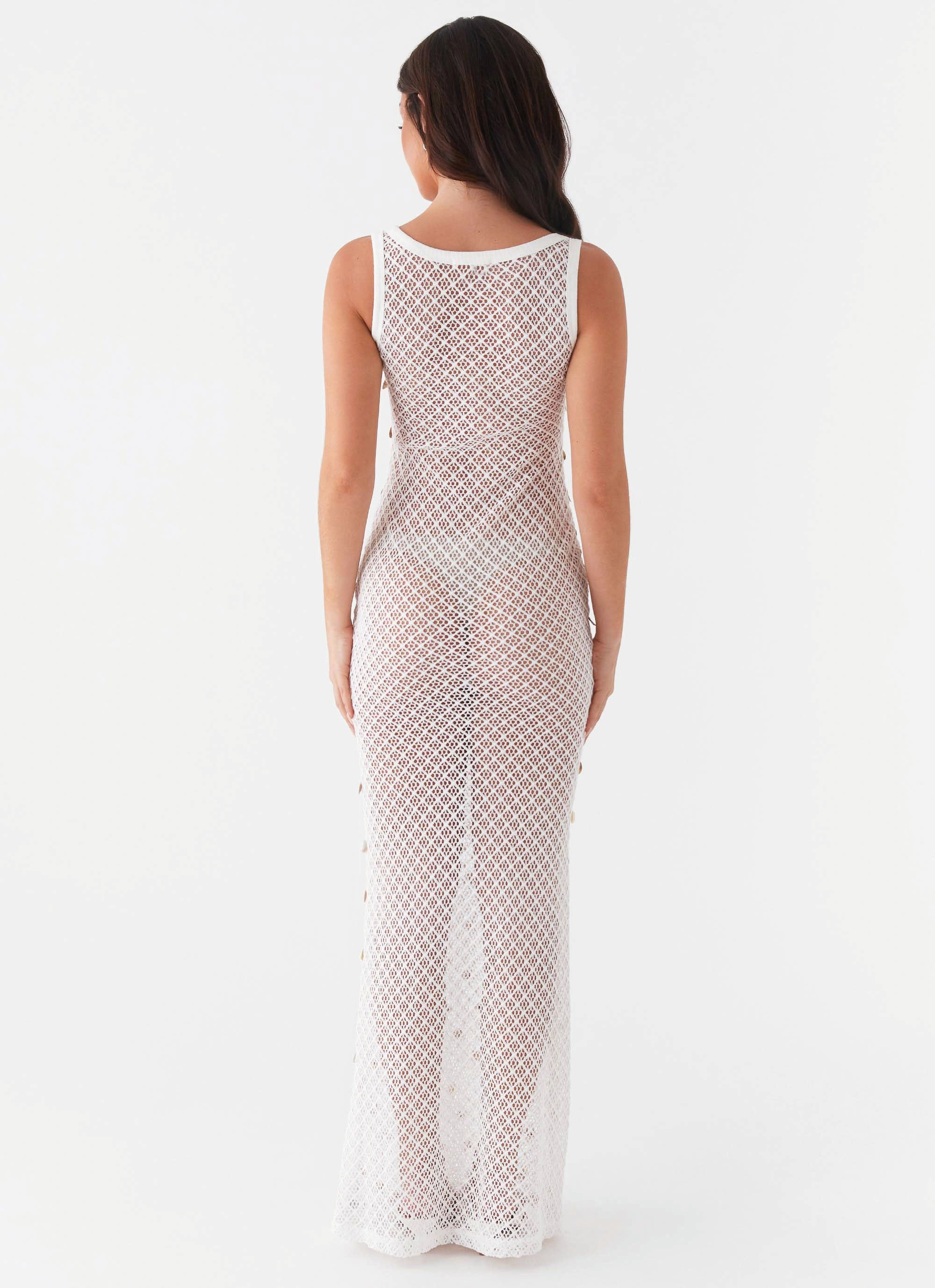 Minimal Design Bold Look Penida Shell Knit Maxi Dress - White