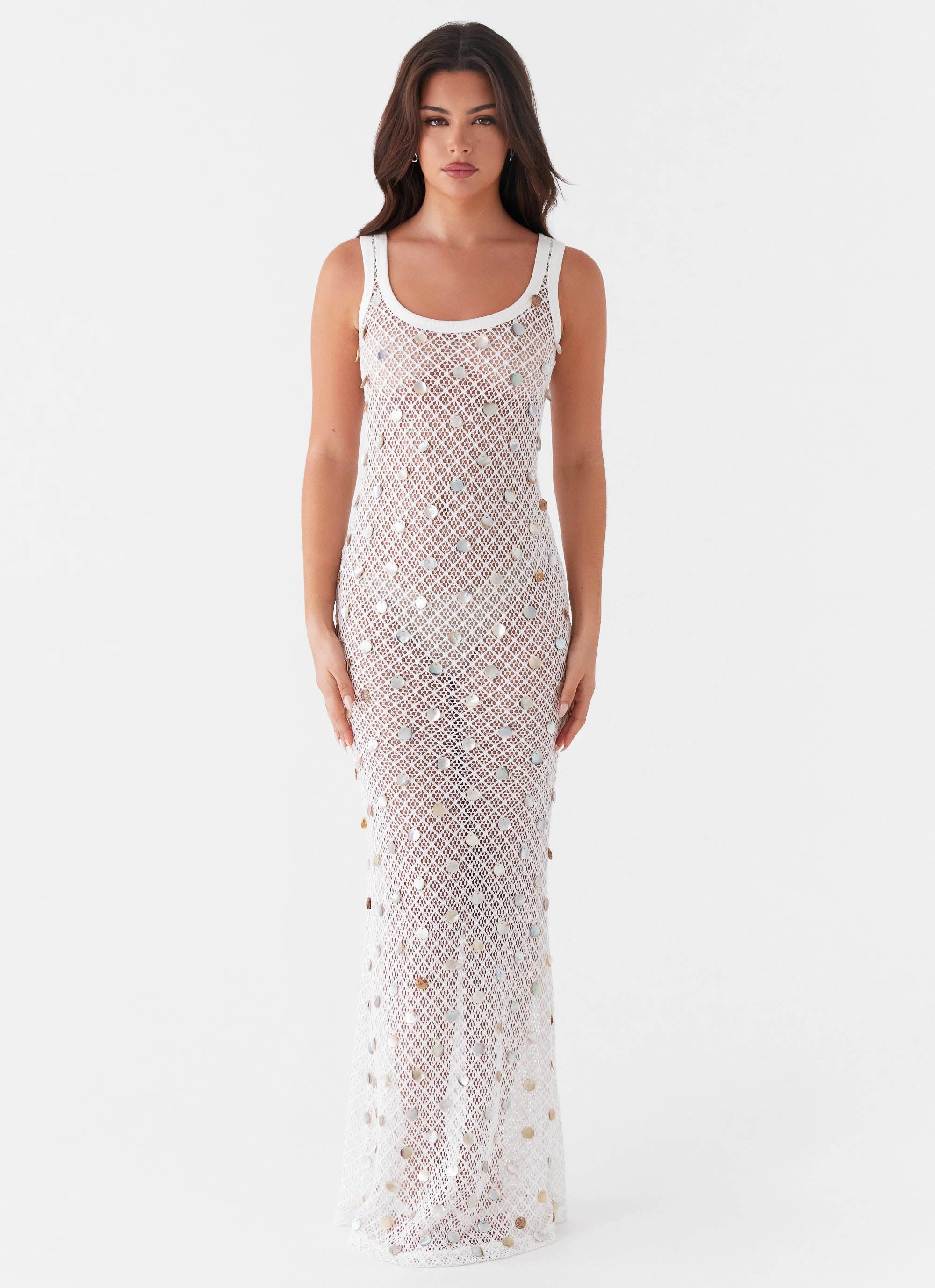 Urban Feel Penida Shell Knit Maxi Dress - White