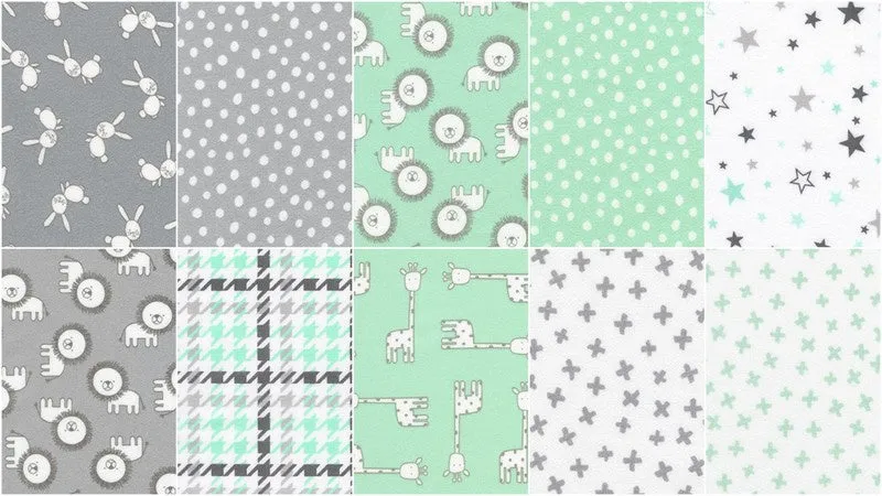 Penned Pals Flannel Mint Colorstory Fat Quarter Bundle