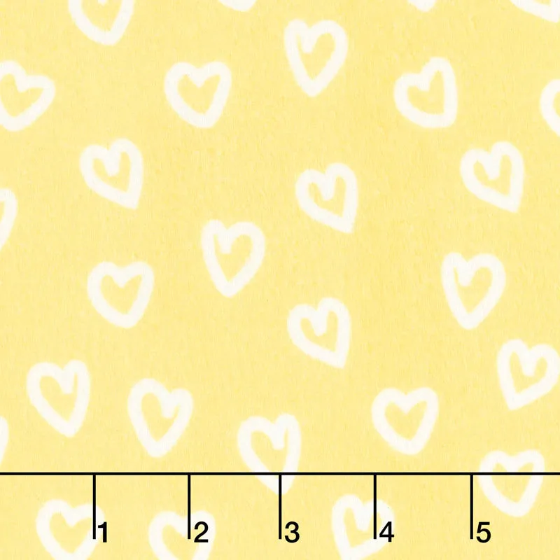 Penned Pals Flannel - Yellow Colorstory Hearts Yellow Yardage