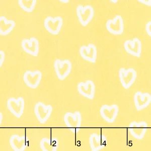 Penned Pals Flannel - Yellow Colorstory Hearts Yellow Yardage