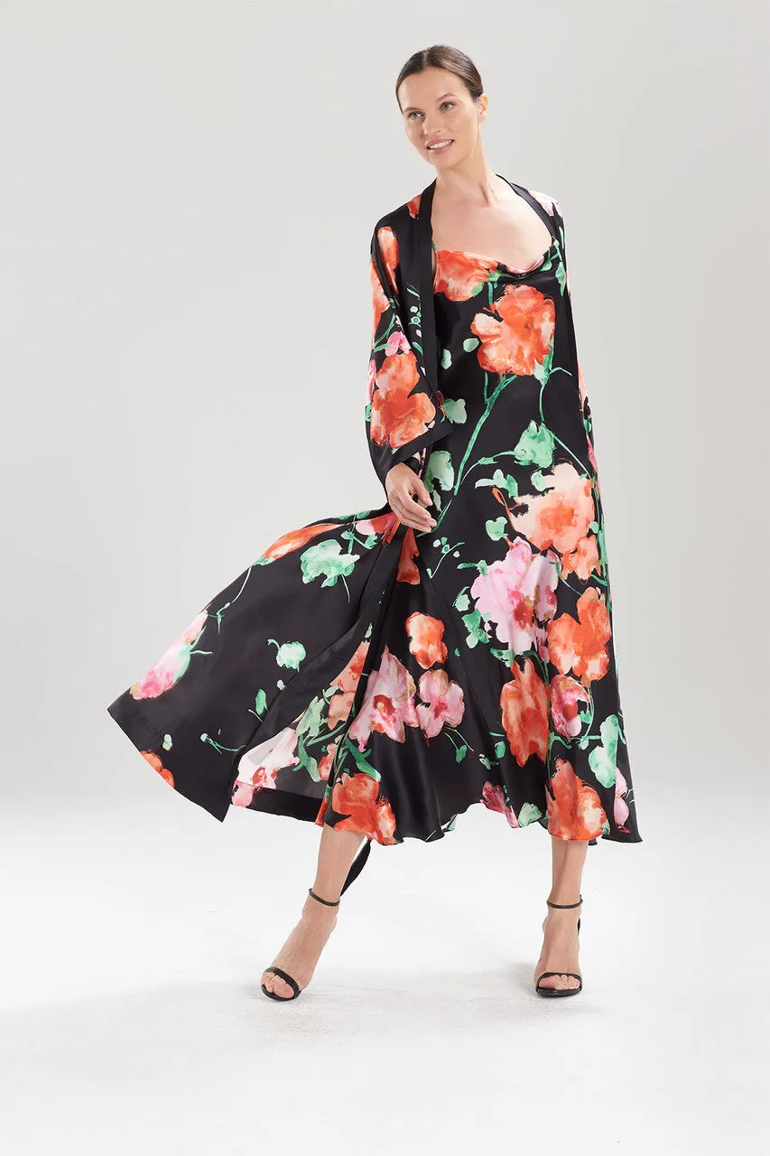Peony Blossoms Silk Robe