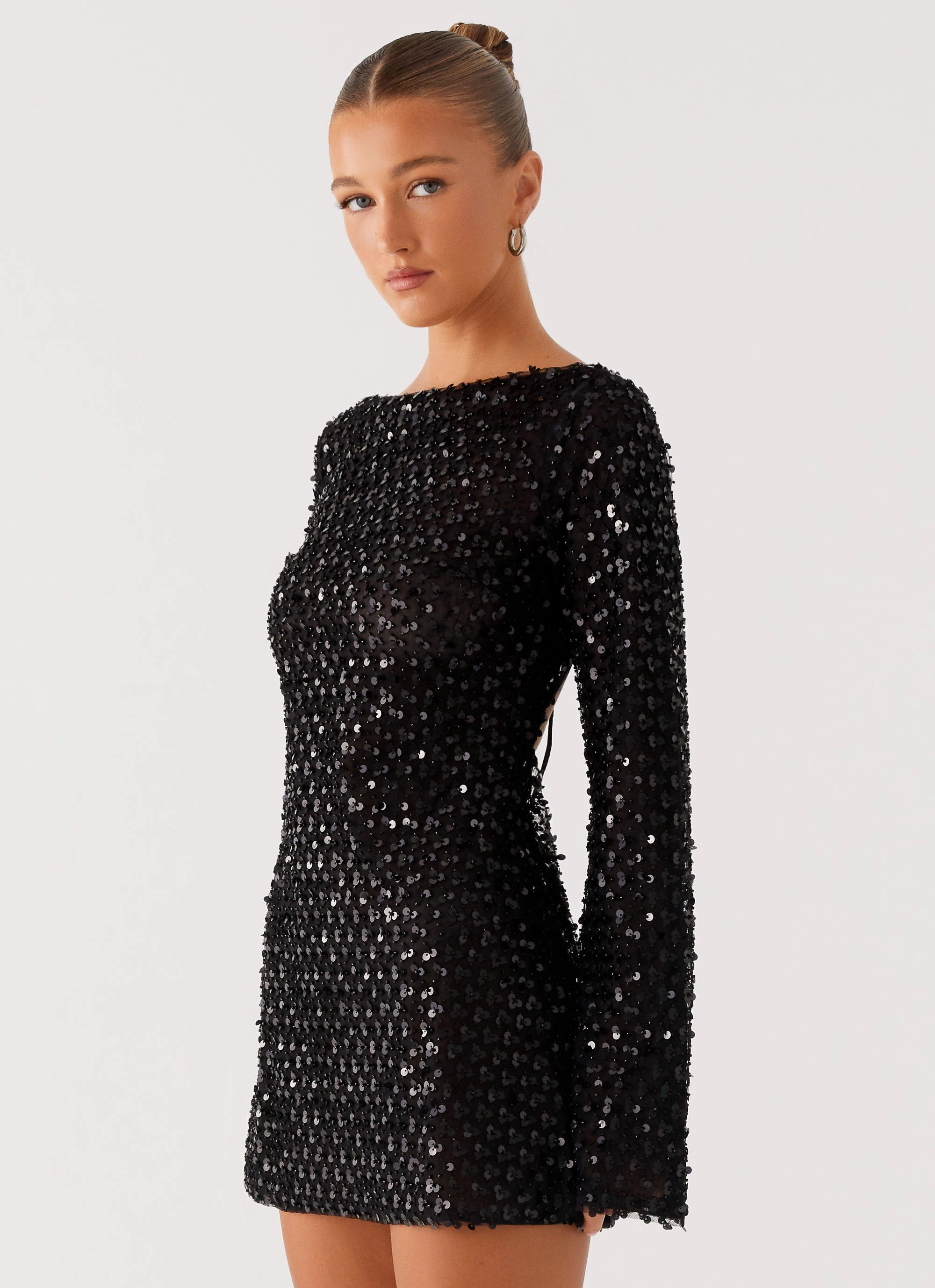 Edessa Sequin Mini Dress - Black Refined Mood quick dry