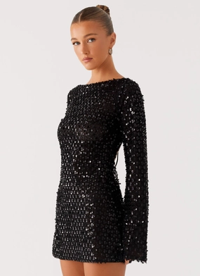 Edessa Sequin Mini Dress - Black Refined Mood quick dry