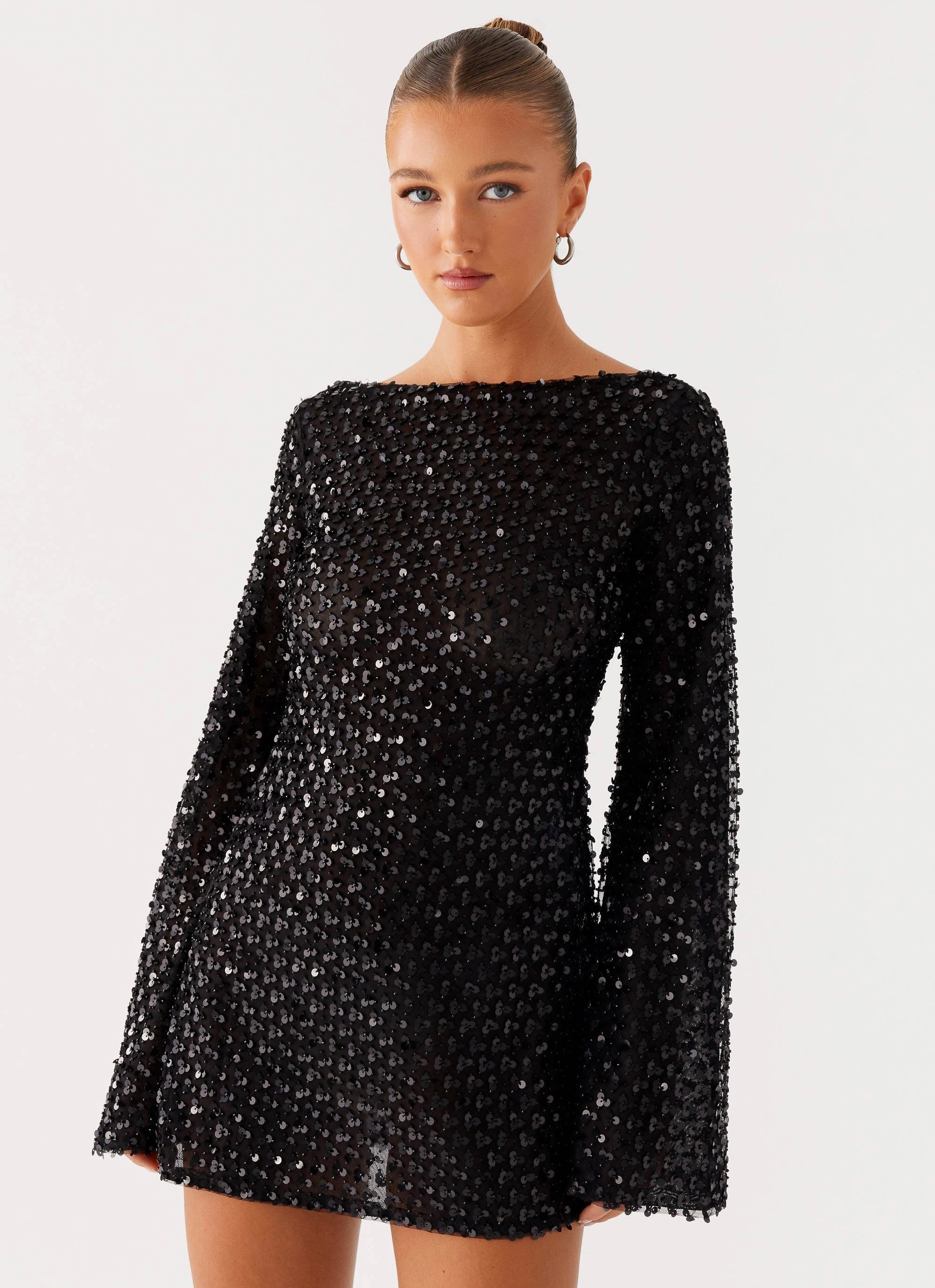Edessa Sequin Mini Dress - Black Eco Friendly