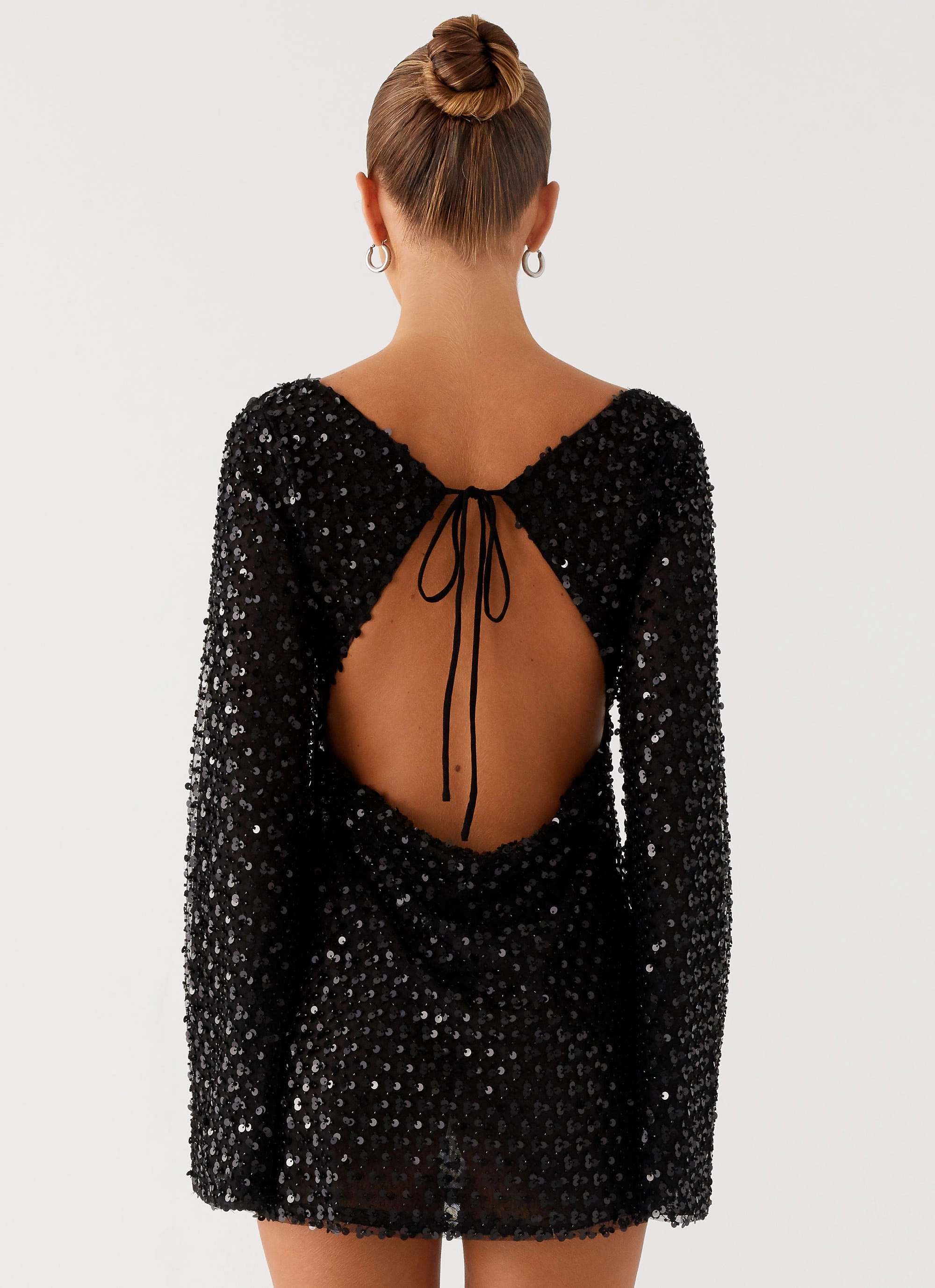 Edessa Sequin Mini Dress - Black Plant Based Material