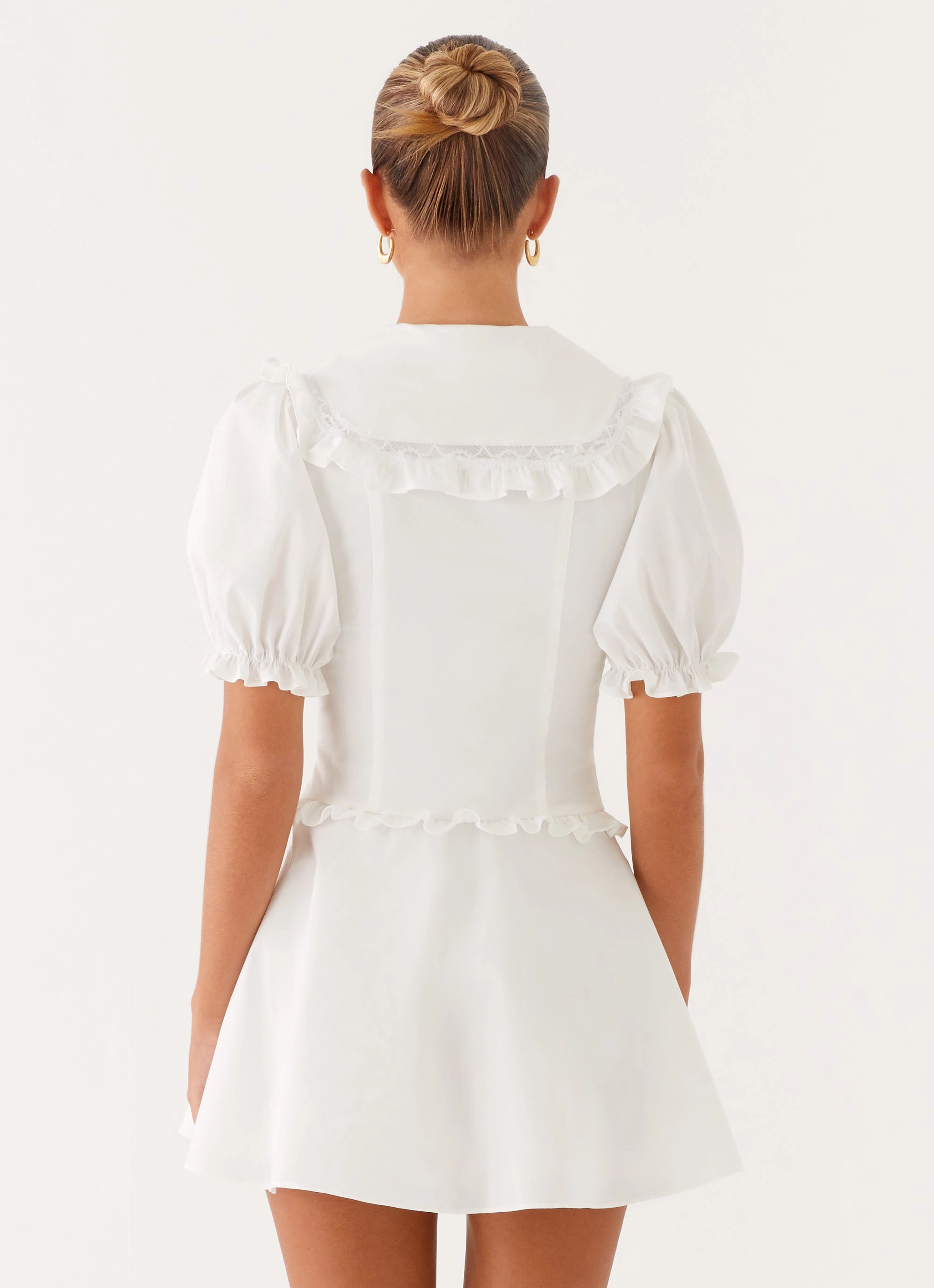 Seana Mini Dress - White A Line Silhouette Drawstring closure