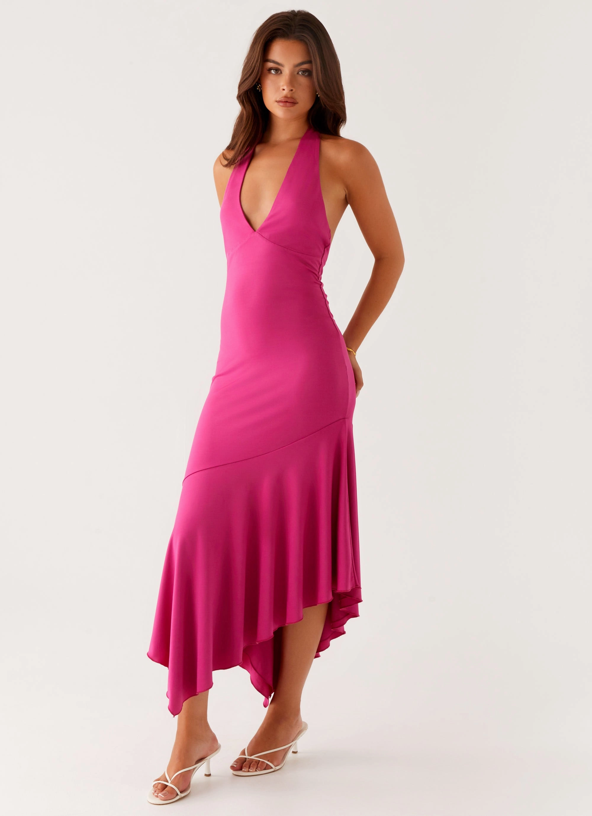 Perdita Midi Dress - Fuchsia Feminine Cut Soft Cut