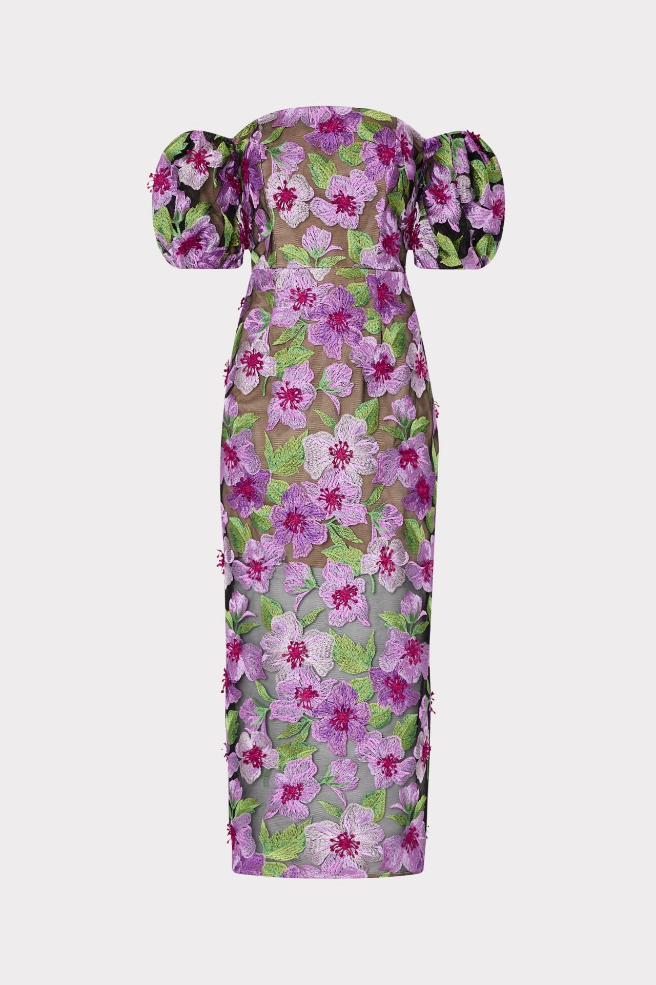 Nira 3D Embroidered Dress summer look Stud-Detail