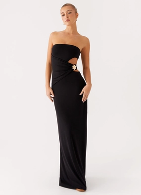 Anetta Maxi Dress - Black Feminine Look Modest Light