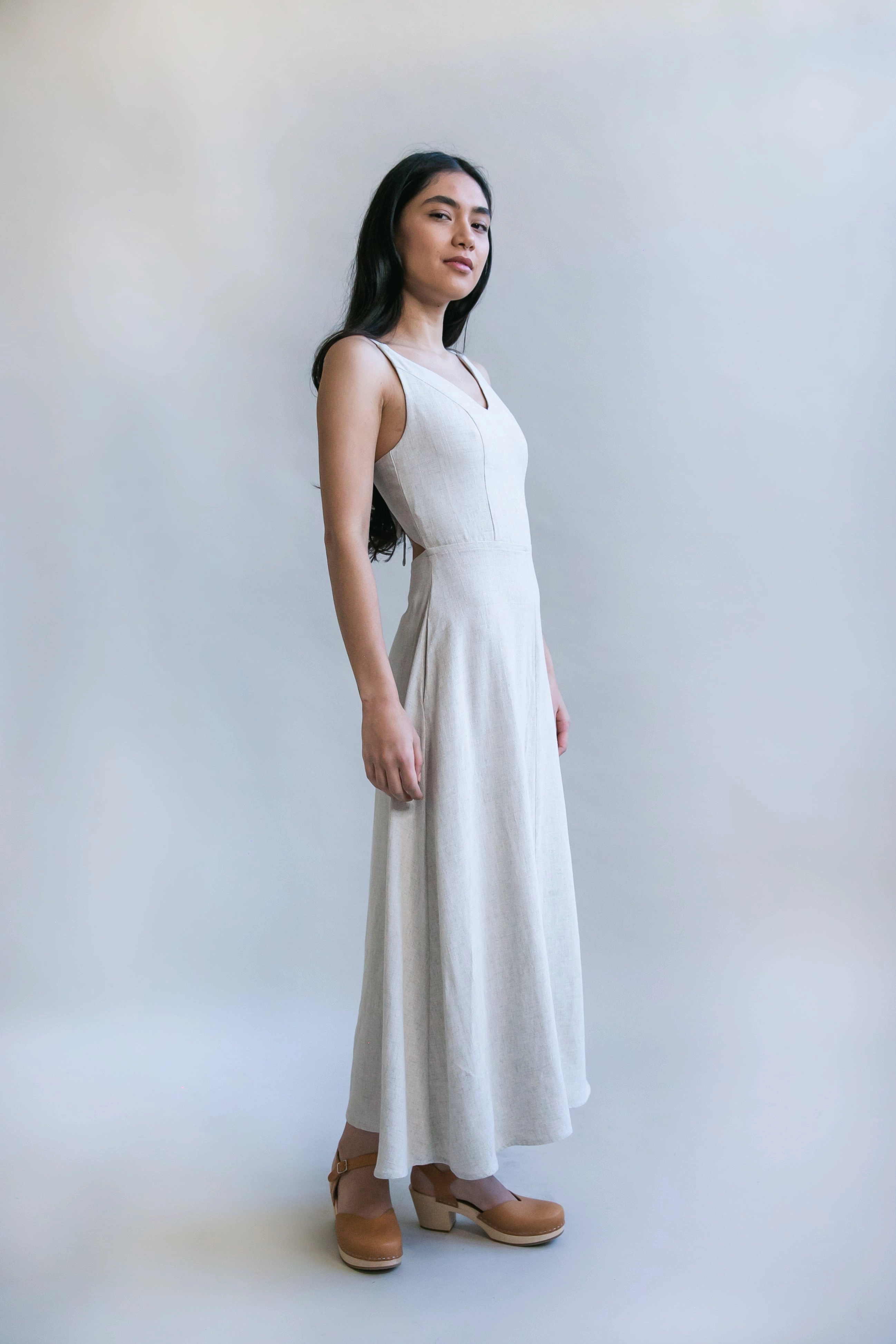 Meadow Dress in Oat Straw Linen Balanced Look