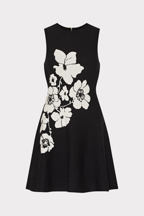 Olive Fresh Neutral Feel Floral Flare Knit Mini Dress
