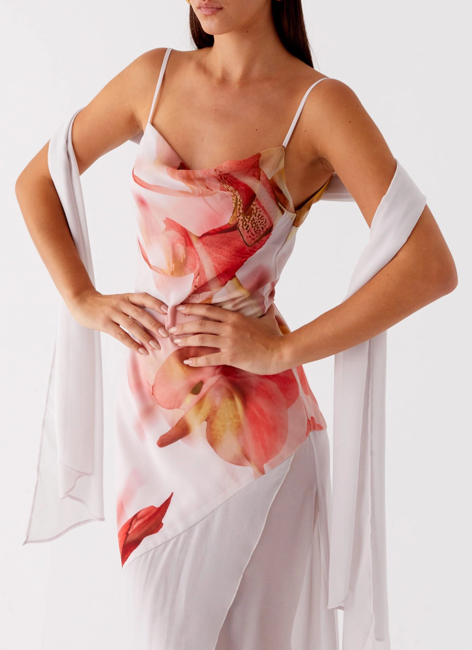 Loire Maxi Dress - Peach Rose Perfect Waistband
