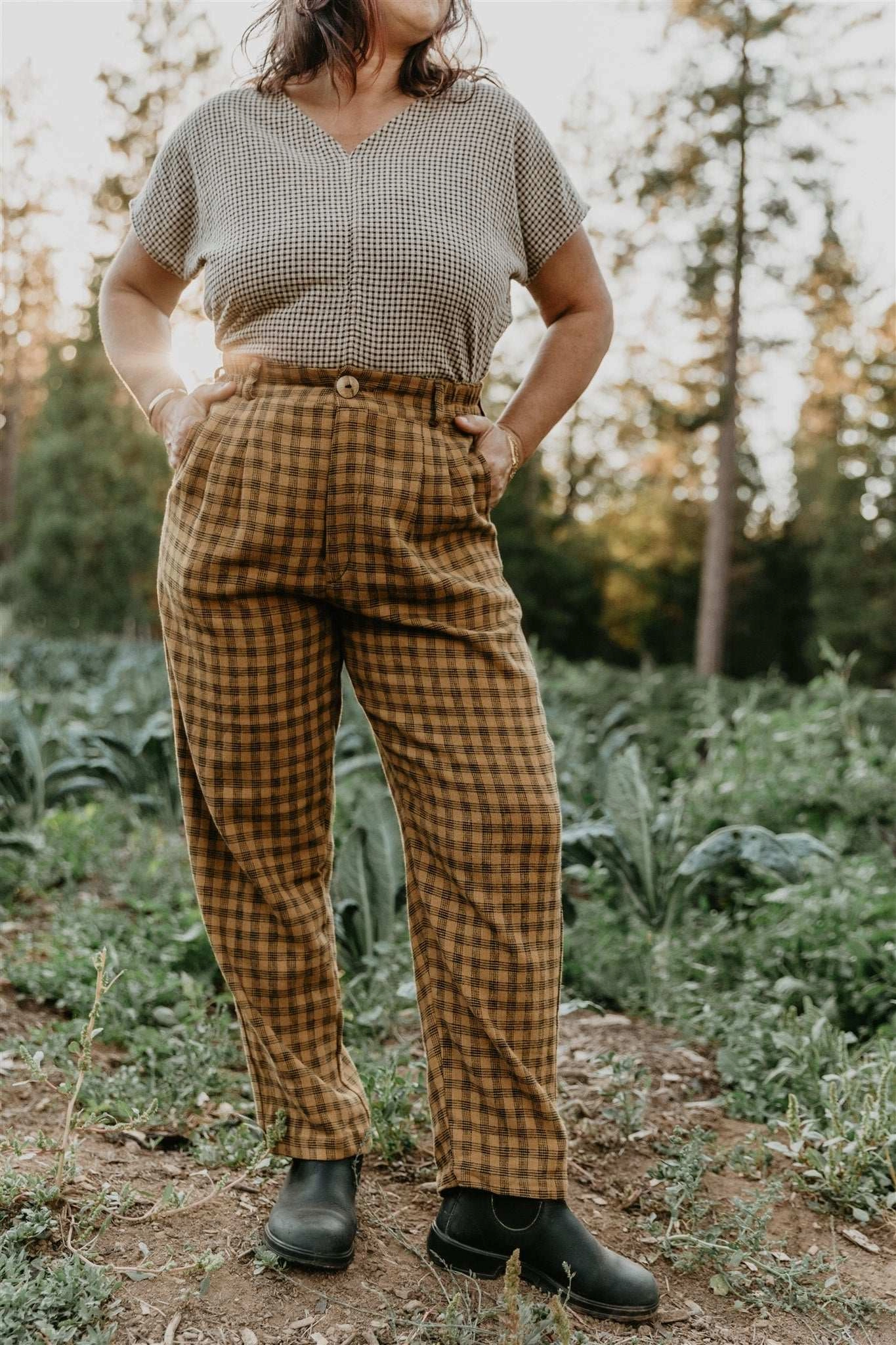 Perfect Pant in Brown Checker Soft and Stretchy