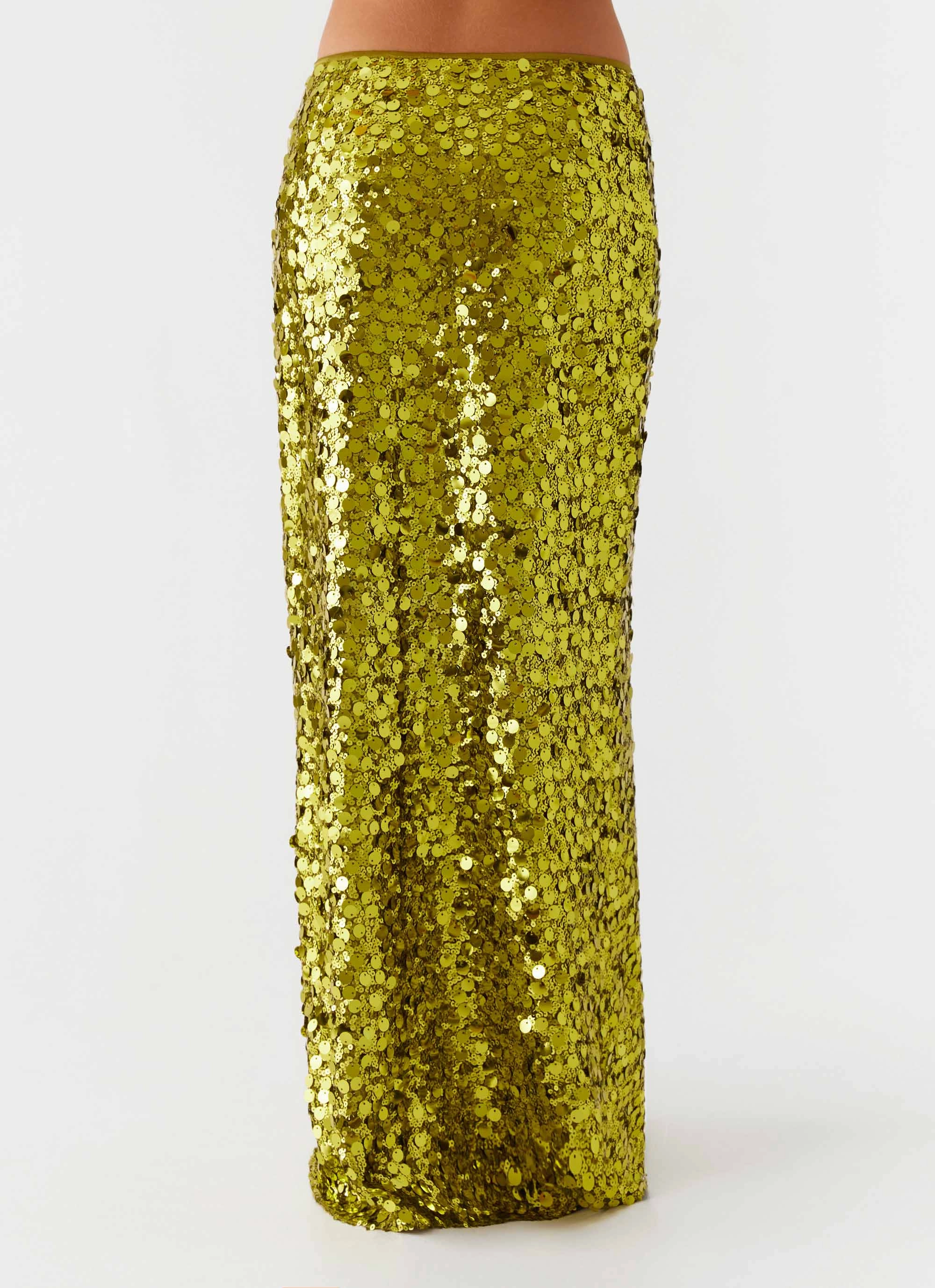 Abrasion resistant Perfect Places Low Rise Sequin Maxi Skirt - Olive