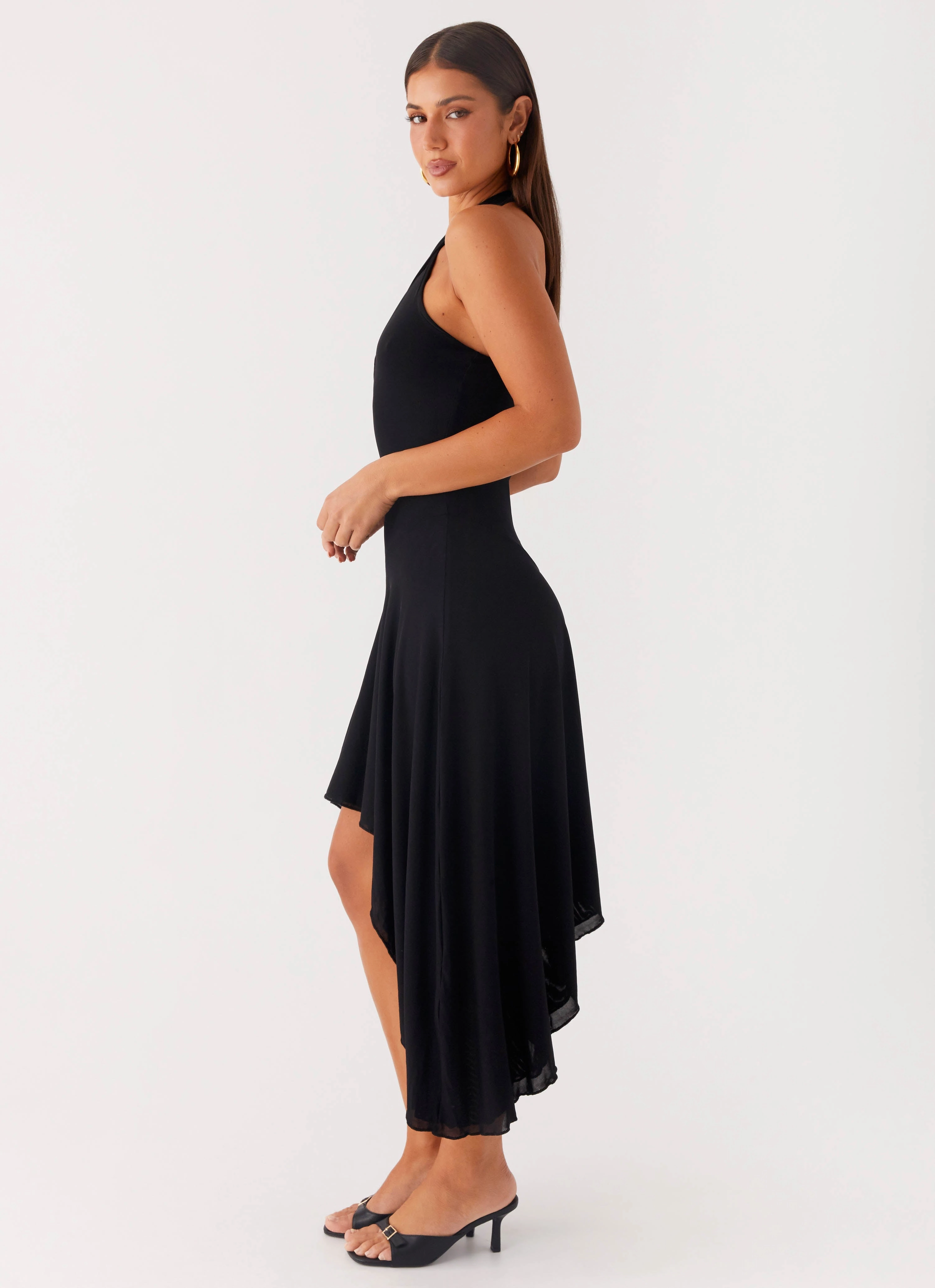 Velvet Sky Midi Dress - Black Smart Fit Modern Twist