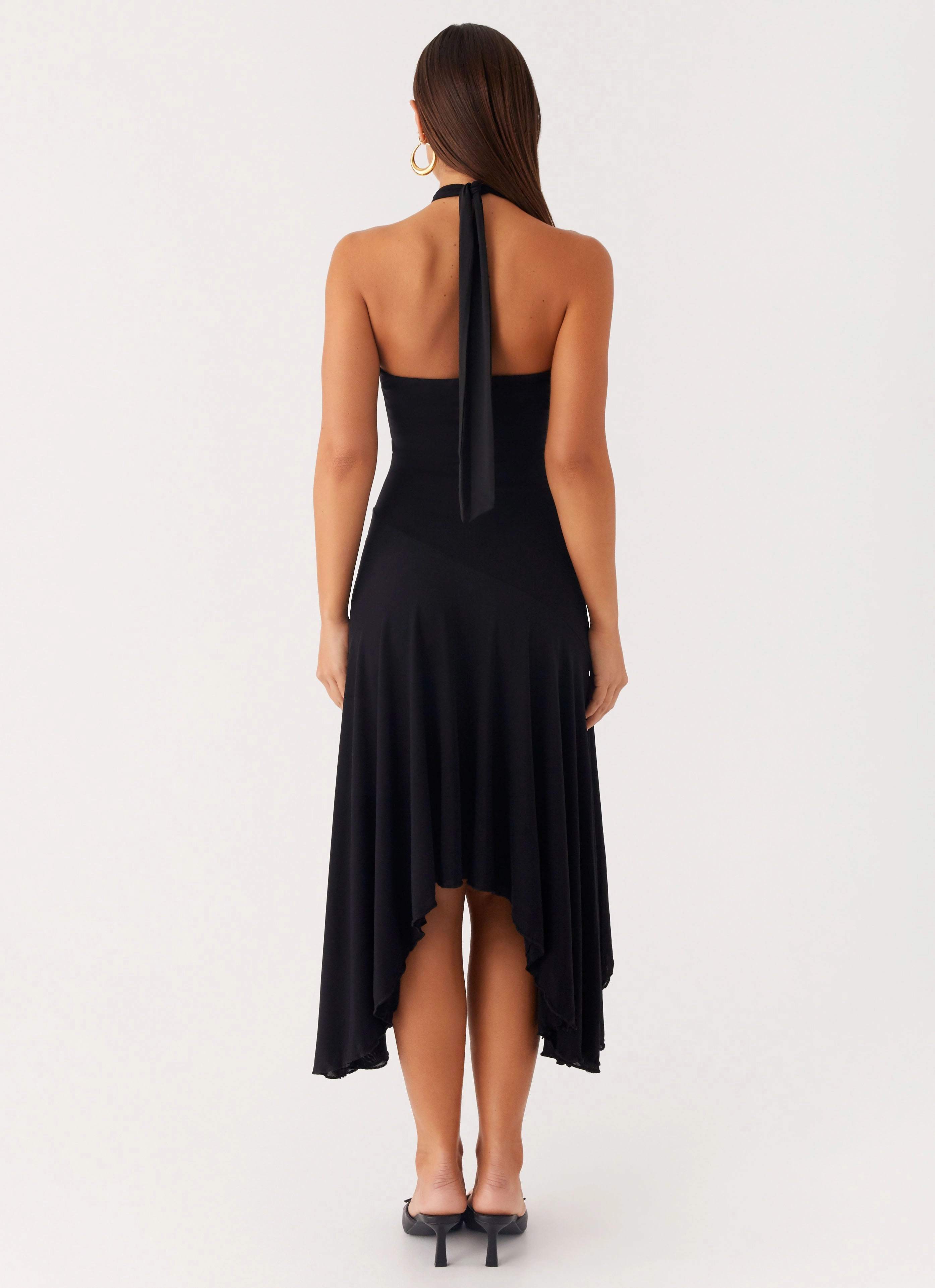 Velvet Sky Midi Dress - Black Trendy Fit