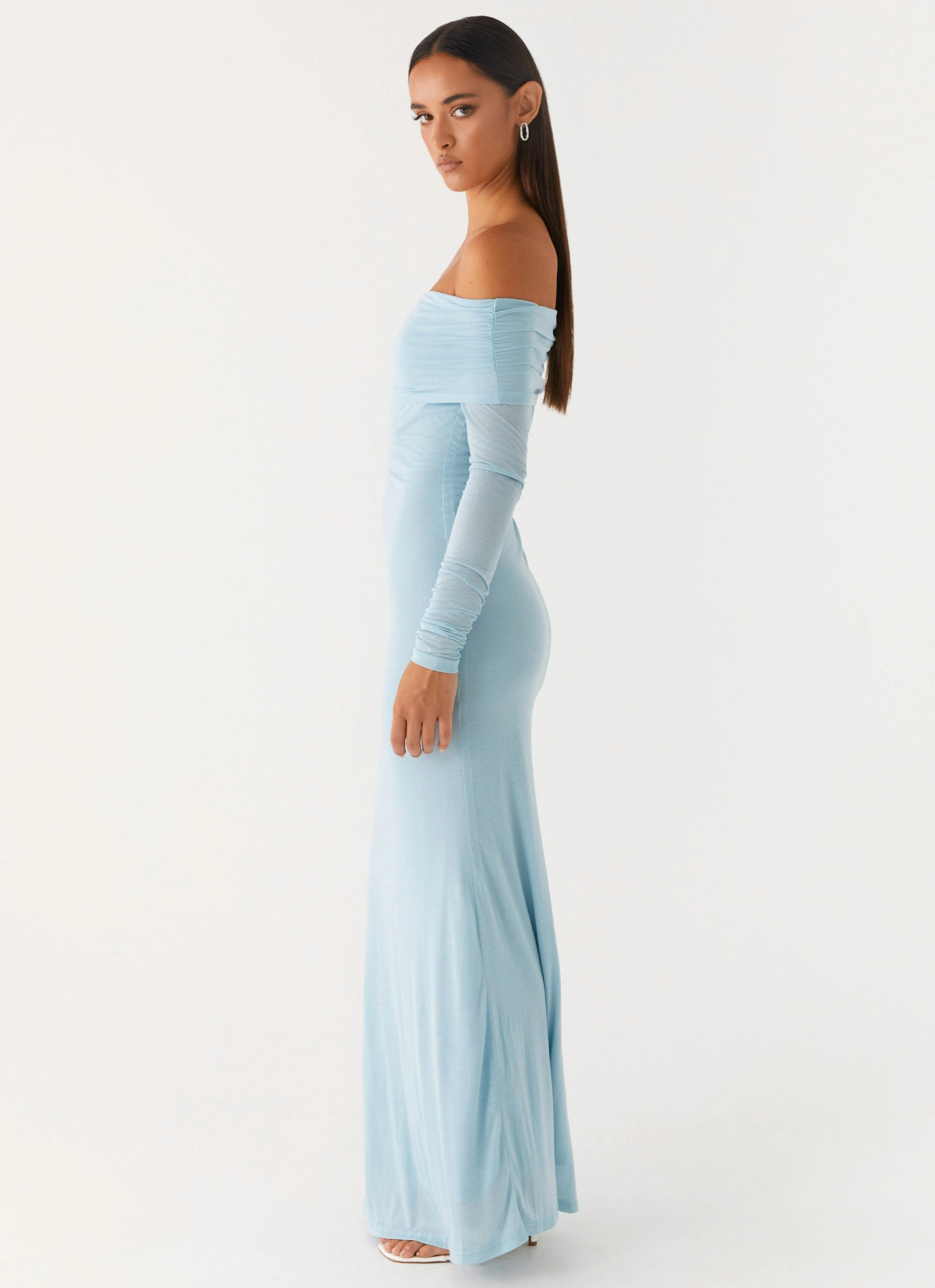 Cocoa Long Sleeve Maxi Dress - Blue Chic boho dress Open Back
