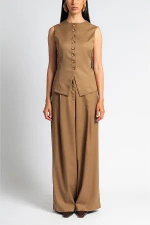 Wide Leg Pleated Trouser StainResistantCoating