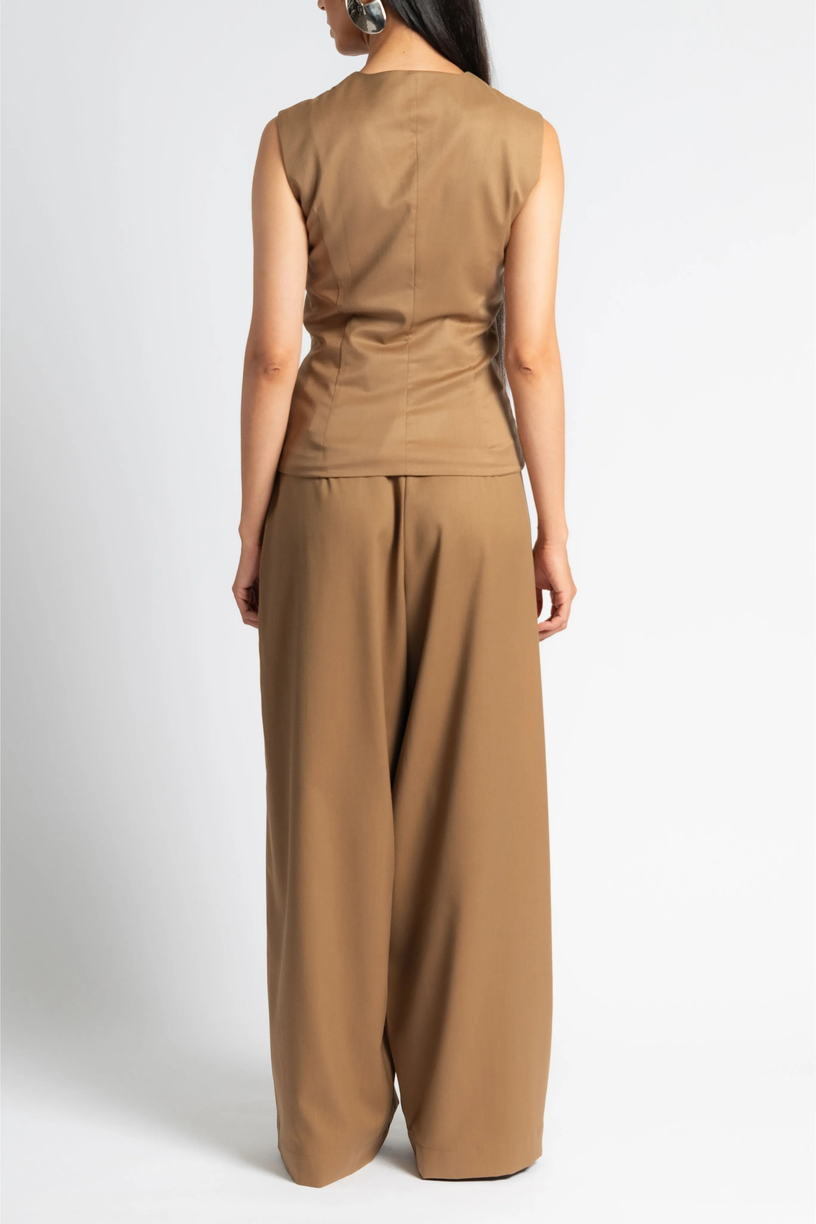 Wide Leg Pleated Trouser Comfy Fit