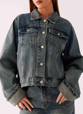 Patchwork Back Again Oversized Denim Jacket - Dirty Wash