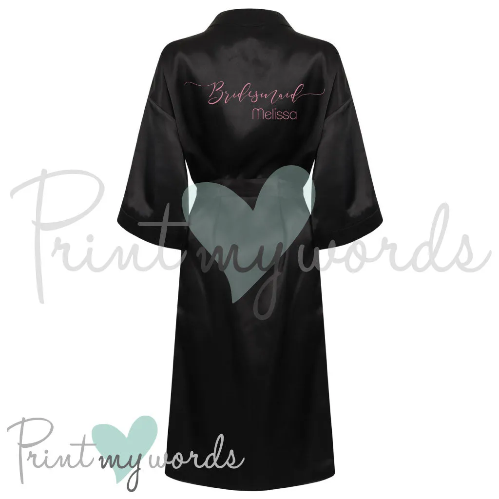 Personalised Satin Wedding Bridal Robe Dressing Gown - Bridesmaid
