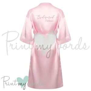 Personalised Satin Wedding Bridal Robe Dressing Gown - Bridesmaid