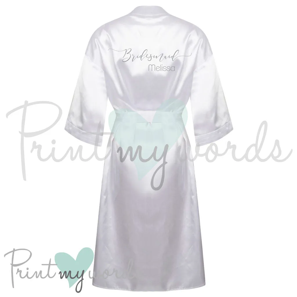 Personalised Satin Wedding Bridal Robe Dressing Gown - Bridesmaid