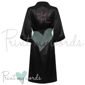 Personalised Satin Wedding Bridal Robe Dressing Gown - Maid of Honour