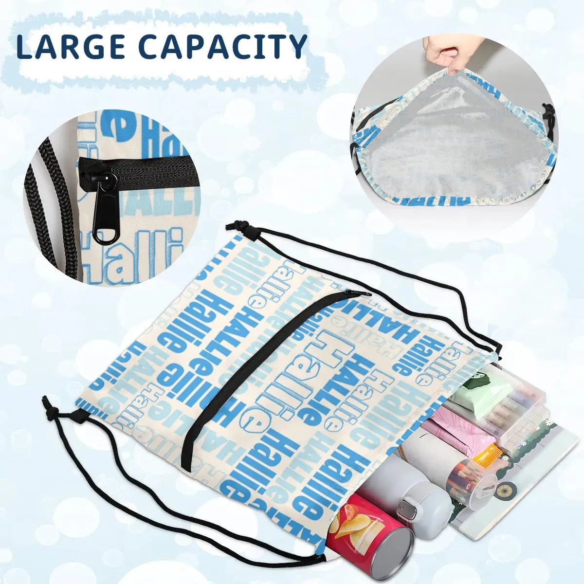 Personalized Drawstring Bags Drawstring Backpack for Kids, Small Gym Drawstring Bags for Gymnastics Sport Hiking Blue